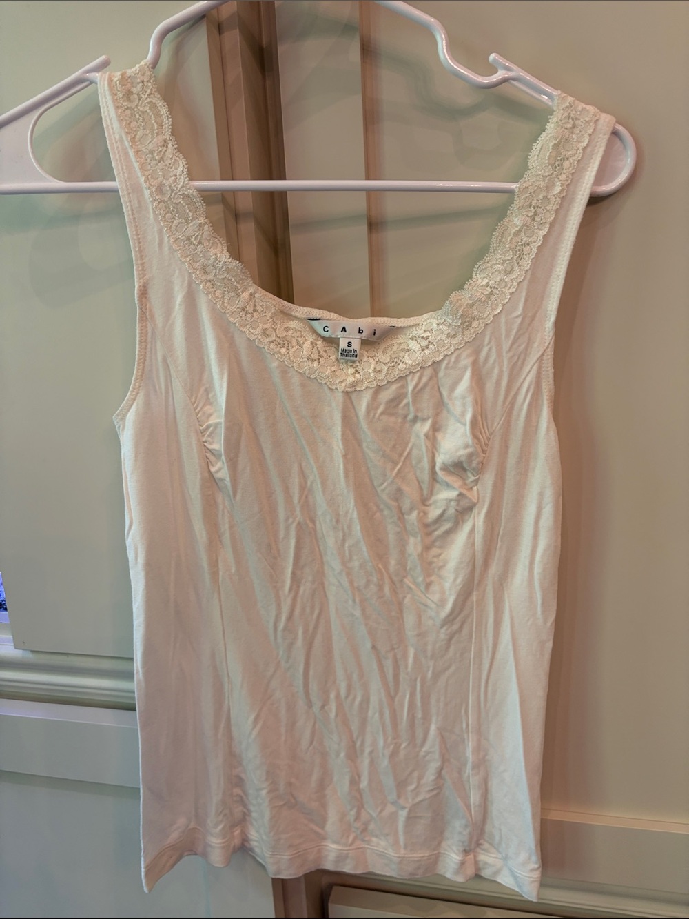 CAbi Cream Lace-Trim Camisole Tank